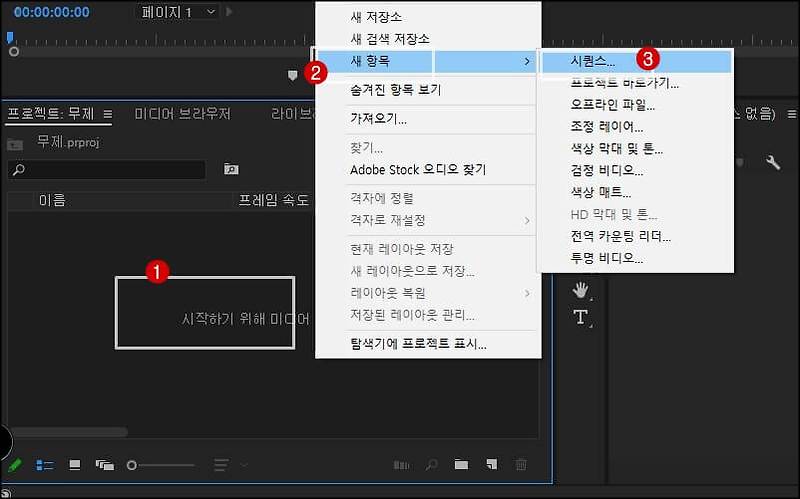 프리미어 프로 시퀀스 설정 화면 크기