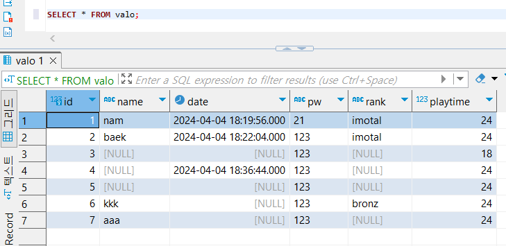 mysql 기초 select, update , delete, insert