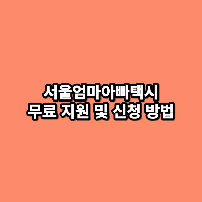 서울엄마아빠택시 무료 지원 및 신청 방법