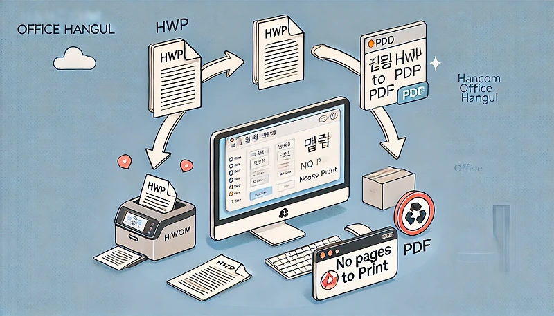 한컴오피스 한글 쪽번호 오류 해결 - 인쇄할 쪽 번호가 없습니다.