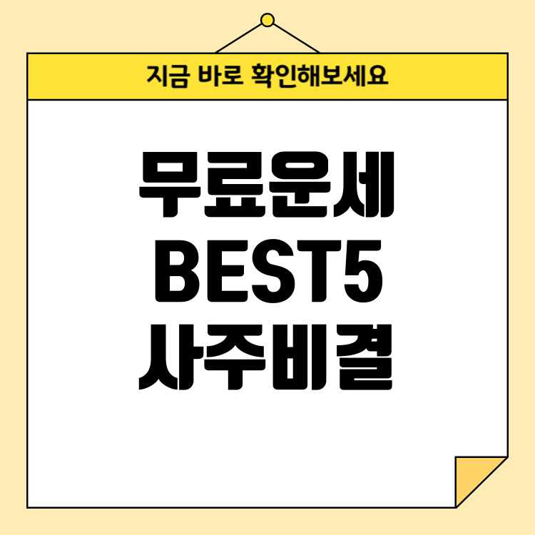 2025년 무료 운세 보는 곳 BEST5 토정비결, 사주