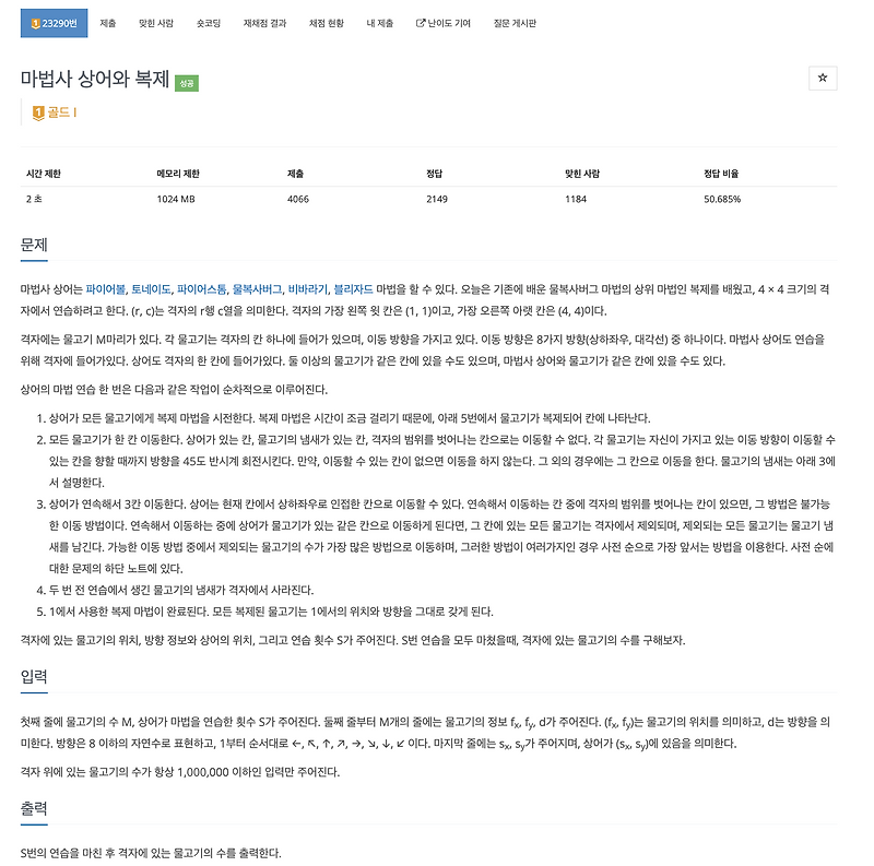 BOJ 23290번: 마법사 상어와 복제