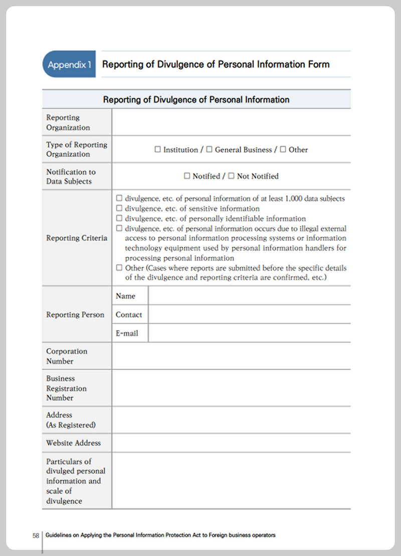 [Korea's Privacy Law] Personal Information Related Form (en.)