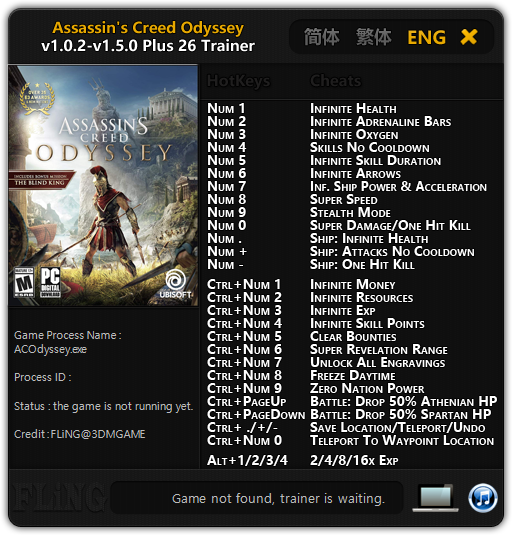 JaturiTube :: [어쌔신 크리드 오디세이 트레이너] - Assassin's Creed Odyssey v1.0.2~v1.5.0 +26 Trainer by FLiNG