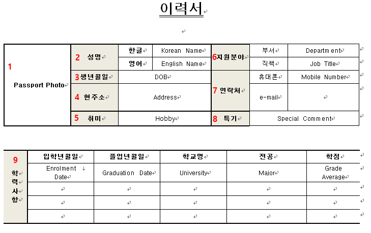 외국인을 위한 한국 입사 이력서 작성 방법 (한국 취업)