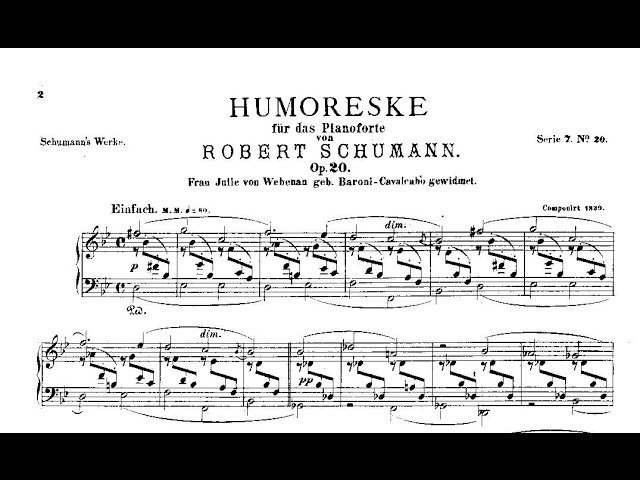 슈만 - 유모레스크 (+악보) / Schumann - Humoreske Op. 20 (+악보)