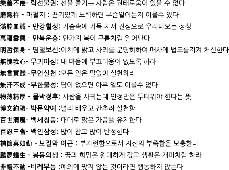 사자성어 고사성어 모음 500개 짧은 명언 모음