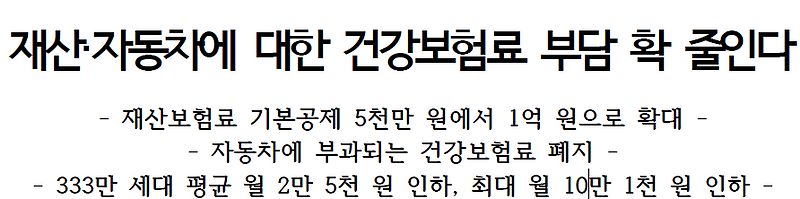 최대 월 10만원까지 지역가입자 건강보험료 줄어든다? (재산, 자동차)