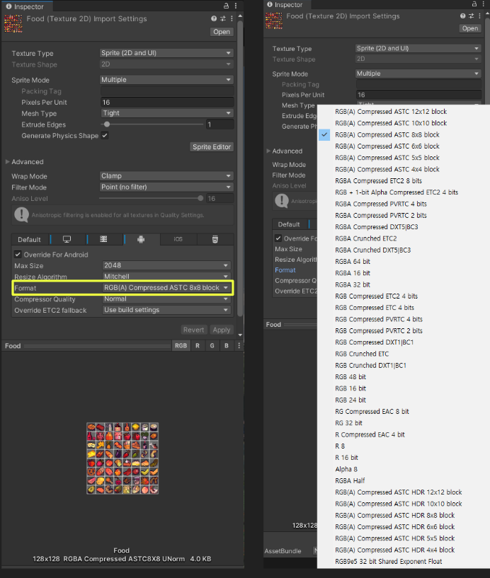 [Unity] 텍스처 압축 포맷 :: 게임 개발 공부