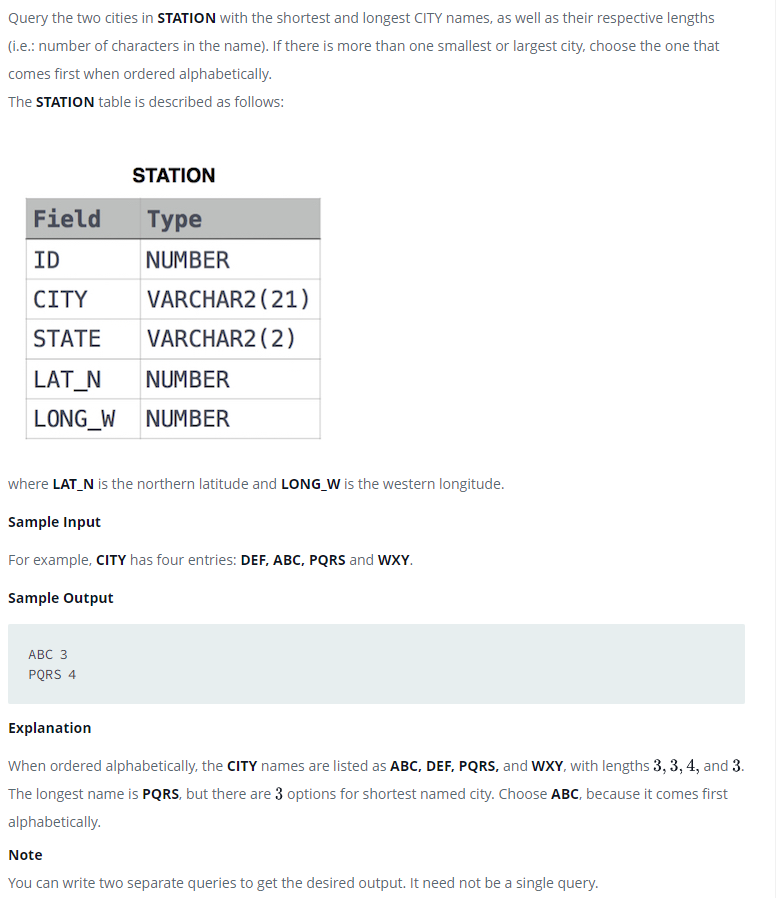 [해커랭크 / Easy] Weather Observation Station 5 (MySQL) — 나의 발전을 위한 공간