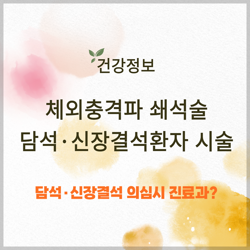 체외충격파 쇄석술, 담석·신장결석 환자를 위한 시술 안내