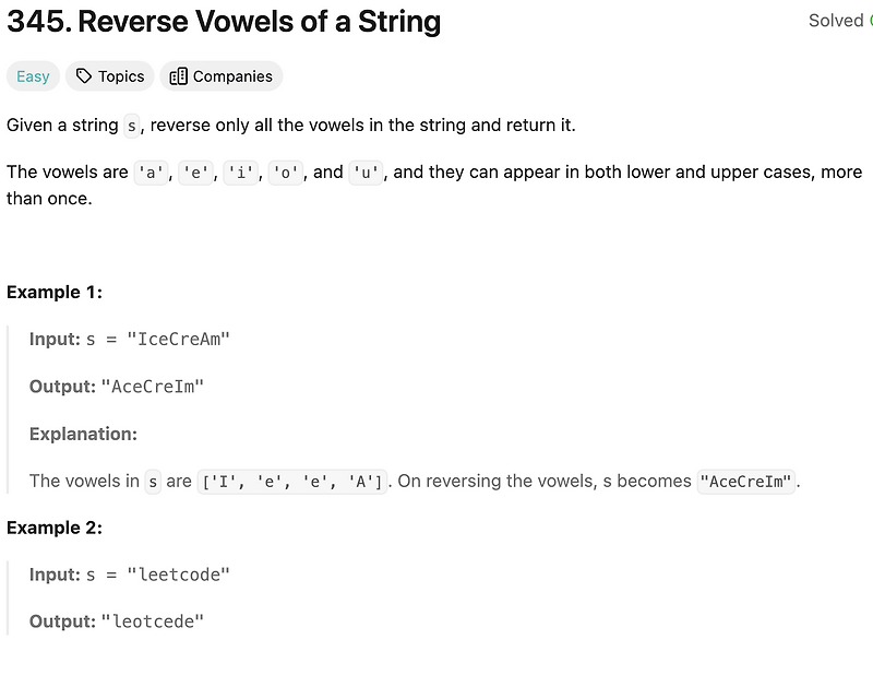 345. Reverse Vowels of a String
