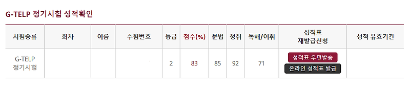 지텔프(G-TELP) Level 2 시험 후기 + 성적 발표