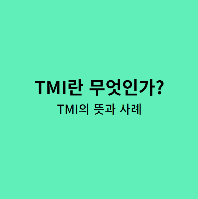 신조어 TMI(TOO MUCH INFORMATION)란 무엇인가? TMI의 뜻과 사례 알아보기