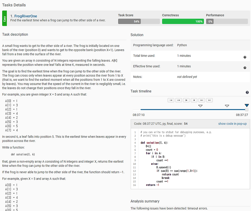[Codility] 코딜리티 4-1. FrogRiverOne (Python) — SOOHOCODE