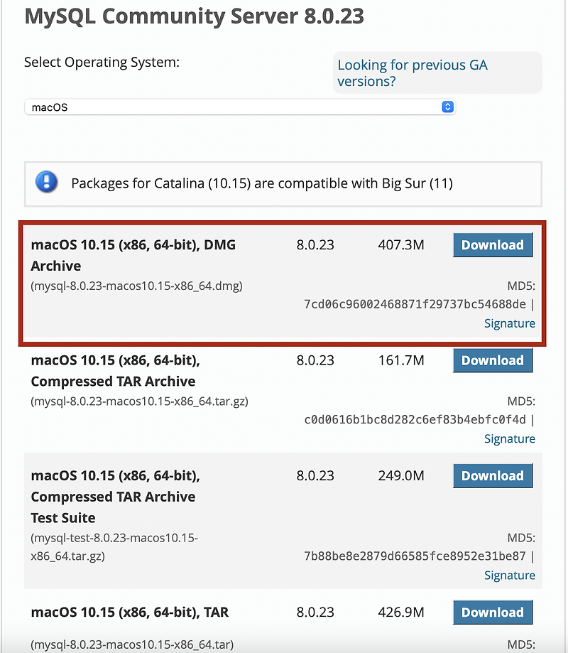 (Mac) 맥북 mysql 다운 및 실행 (상세 버전)