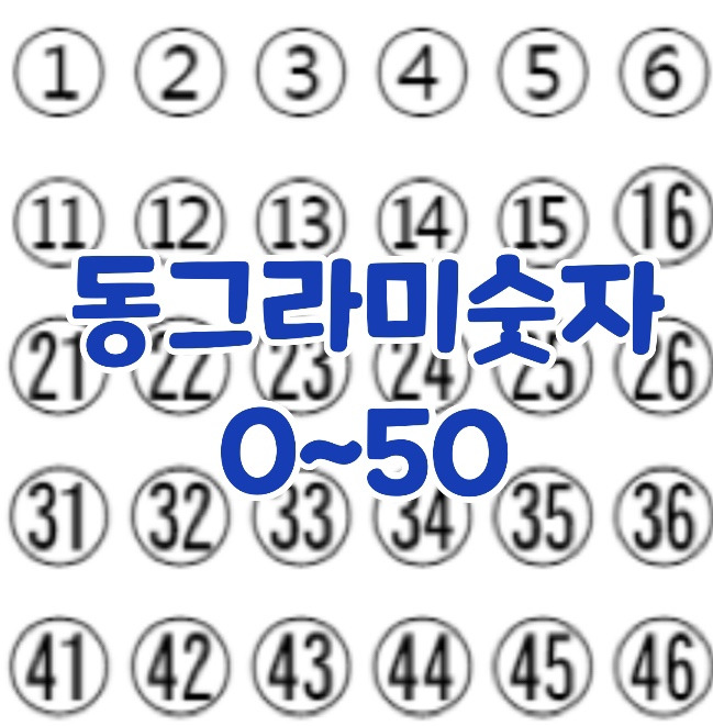 특수 문자 : 동그라미숫자 0~50, 원 숫자 0~50