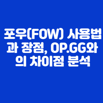 포우(FOW) 사용법과 장점, OP.GG와의 차이점 분석