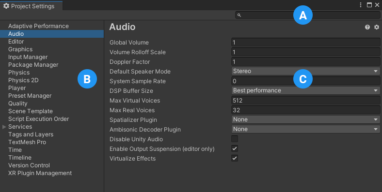 Unity) Project Settings의 특정 메뉴 선택하기