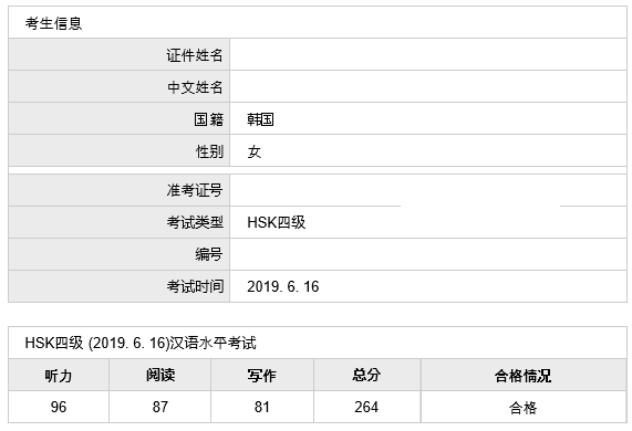 [HSK] 4급 시험 후기 + 공부법 + 성적표 첨부