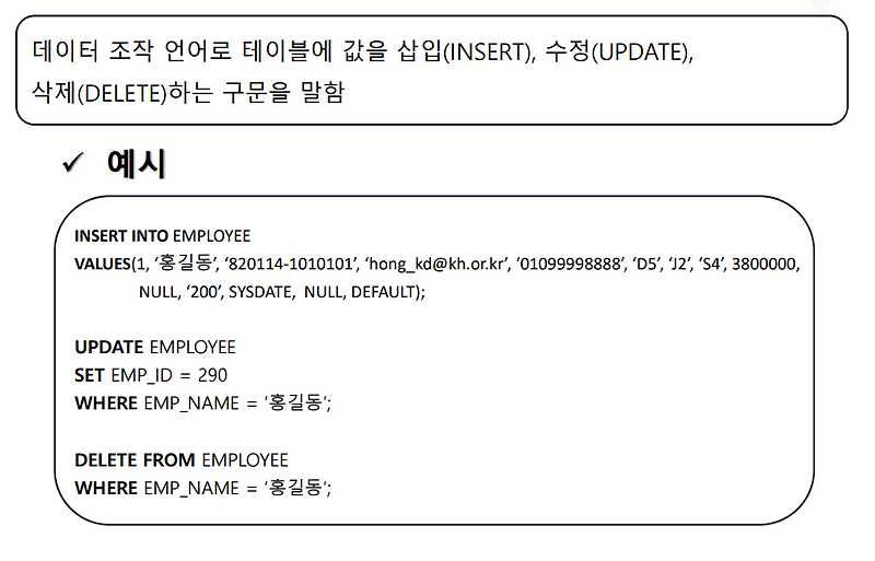 DML(INSERT, UPDATE,DELETE)