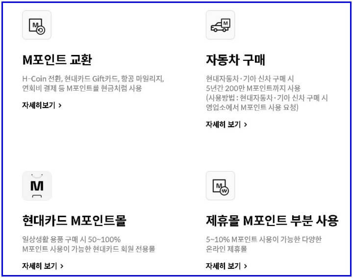 현대카드 M포인트 및 현금 사용처 (+M포인트 몰은 비추천!)