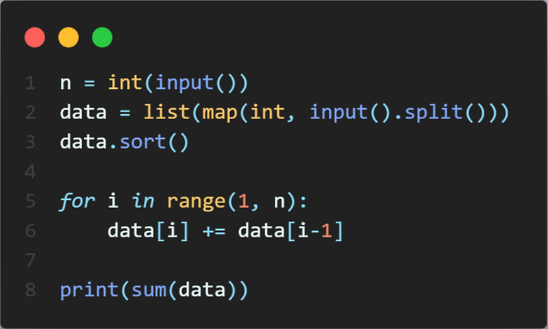백준 알고리즘 11399 : ATM ( python )