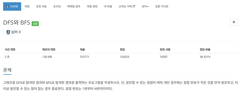 [Python] 1260 - DFS와 BFS — Code-Heewan