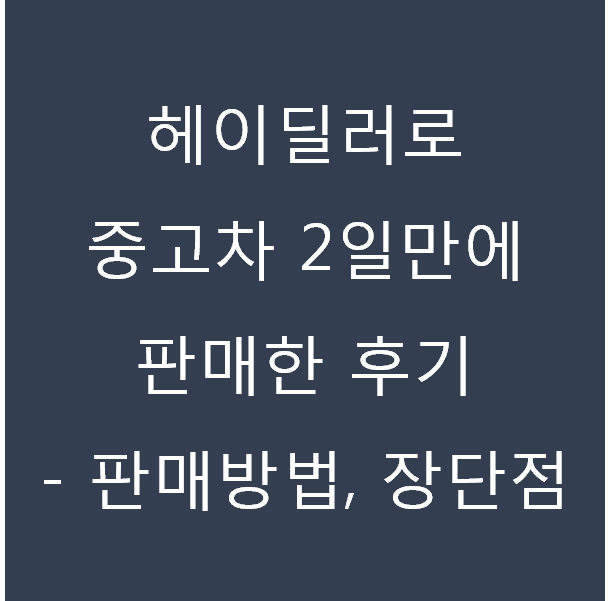 헤이딜러로 2일만에 중고차 판매한 후기 - 판매 방법, 장단점