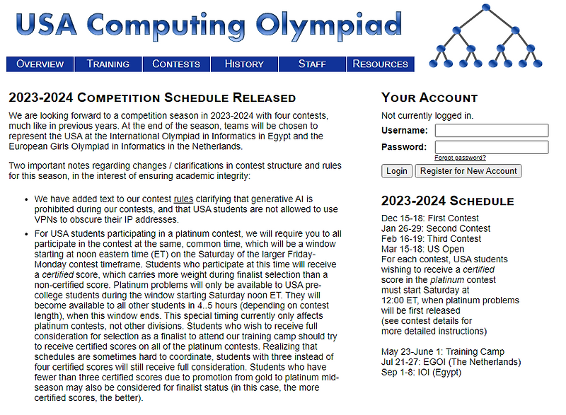 2024 미국 정보 올림피아드(USACO) 안내