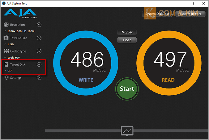 디스크 속도 측정하기 'AJA System Test'