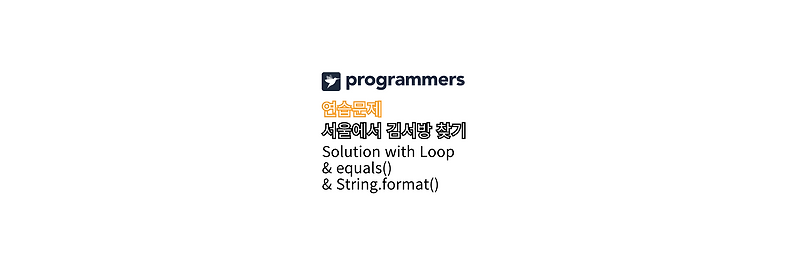[Programmers | Java | 연습문제 풀이] 서울에서 김서방 찾기 - Solution with Loop ... image.