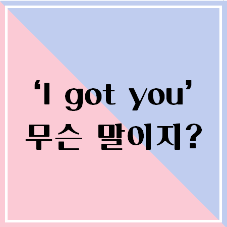 'I got you' 무슨 말이지? (뜻/의미)