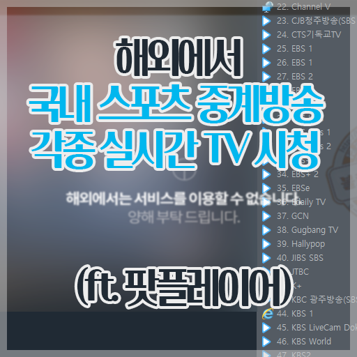 해외에서 국내 스포츠 중계방송 및 각종 실시간 Tv 시청 방법 (Ft. 팟플레이어)