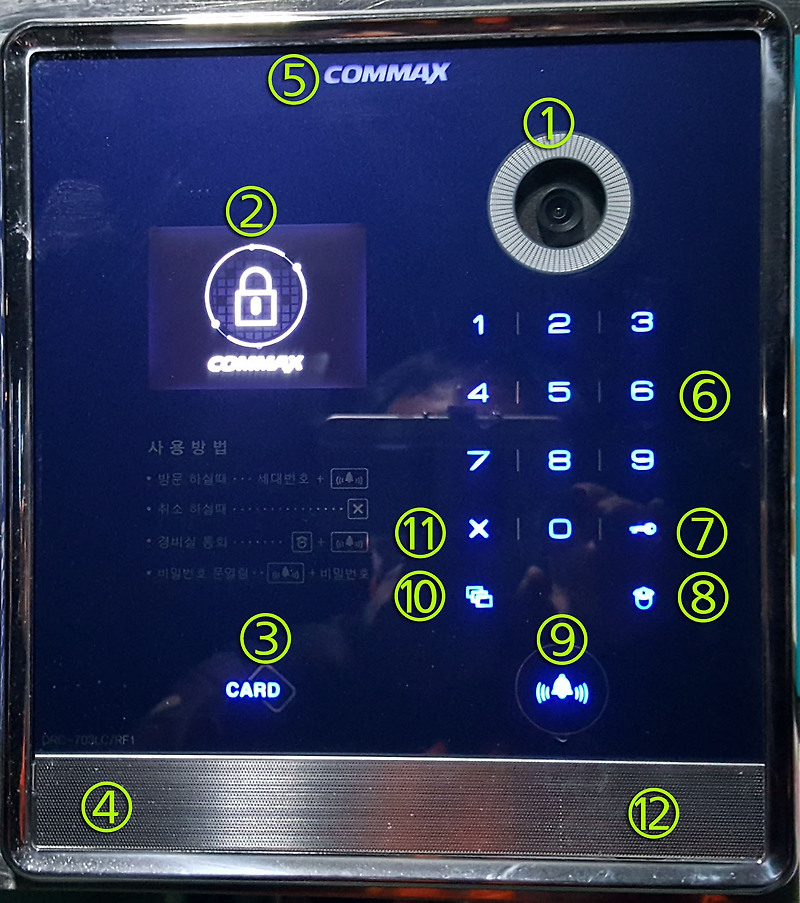 행복한 여행 :: 코맥스 공동 현관 로비폰 COMMAX DRC-703LC / RF1 각부 명칭 및 기능, 사용법