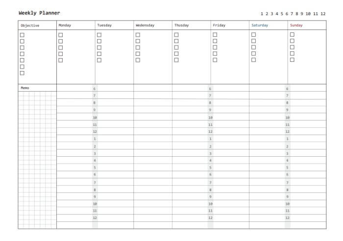 위클리 타임 플래너 Pdf 무료 다운로드 프린트