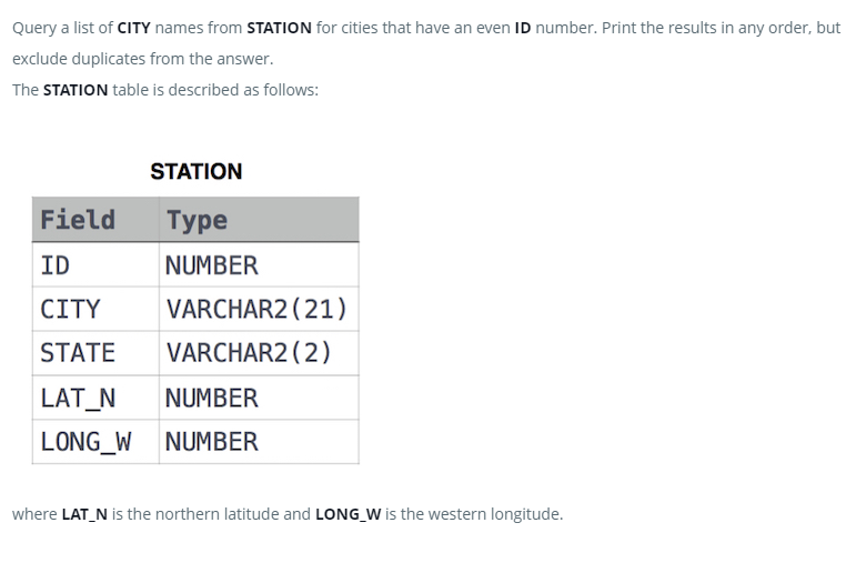Hacker rank Weather Observation Station 3