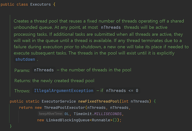 [JAVA] Thread pool 을 위한 ExecutorService 의 생성과 submit, shutdown