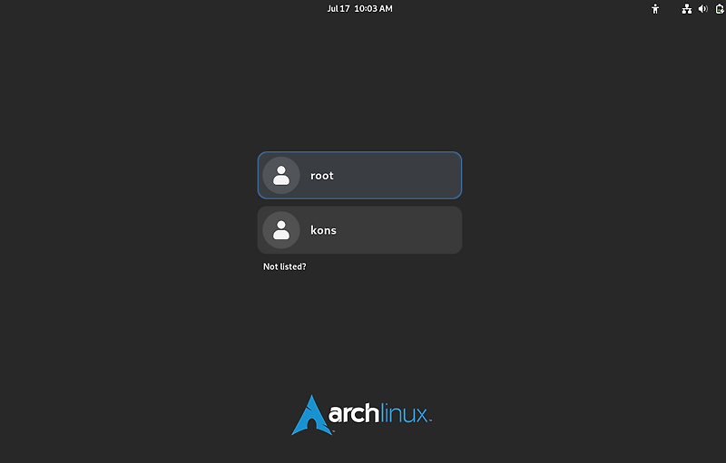 Arch 리눅스 GUI 설치 — 콘스 개발