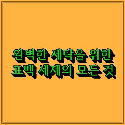 완벽한 세탁을 위한 표백 세제의 모든 것
