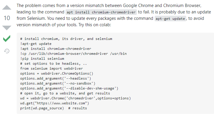 [에러해결] Google Colab error : 'chromedriver' executable needs to be in PATH