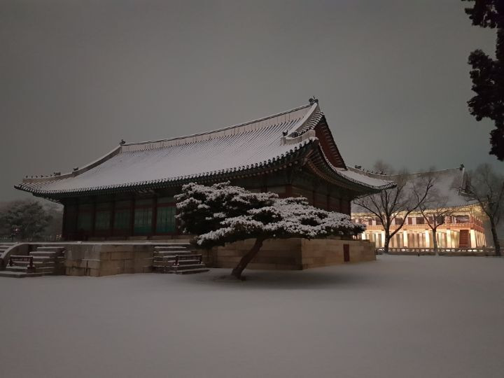 함박눈 품은 경복궁의 밤 풍경 - 꾸르