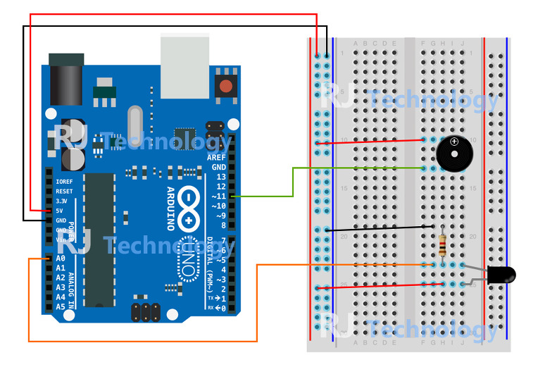 Step.13-Arduino Uno 로 화염감지 센서를 이용해 부저(경보) 울리기