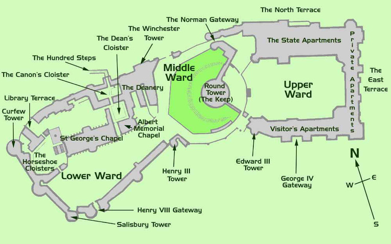 윈저성 지도(Map of Windsor Castle). 윈저(Windsor)