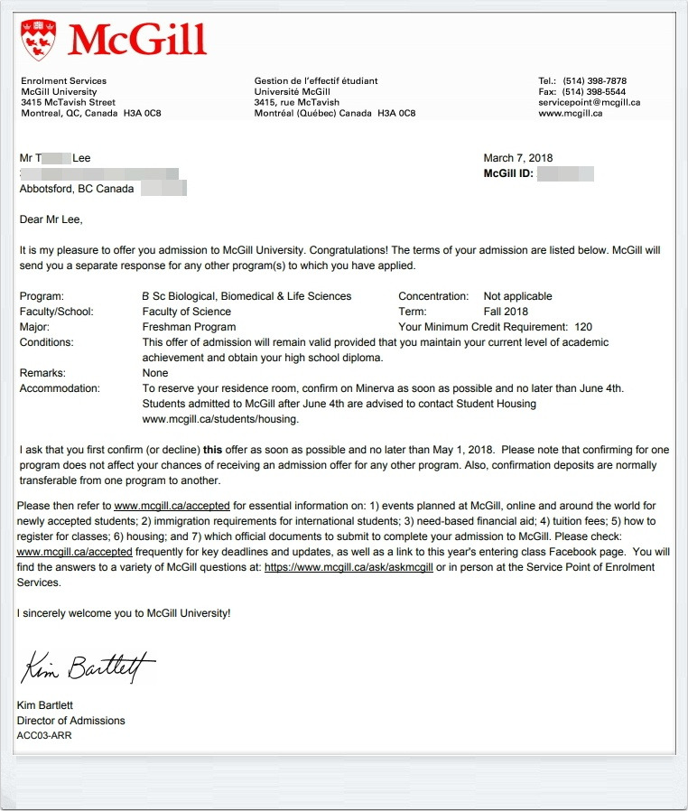 McGill University Undergraduate College Application Essays | GradeSaver