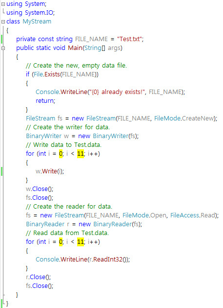 Dongkyu :: C# using FileStream (Write,Read)