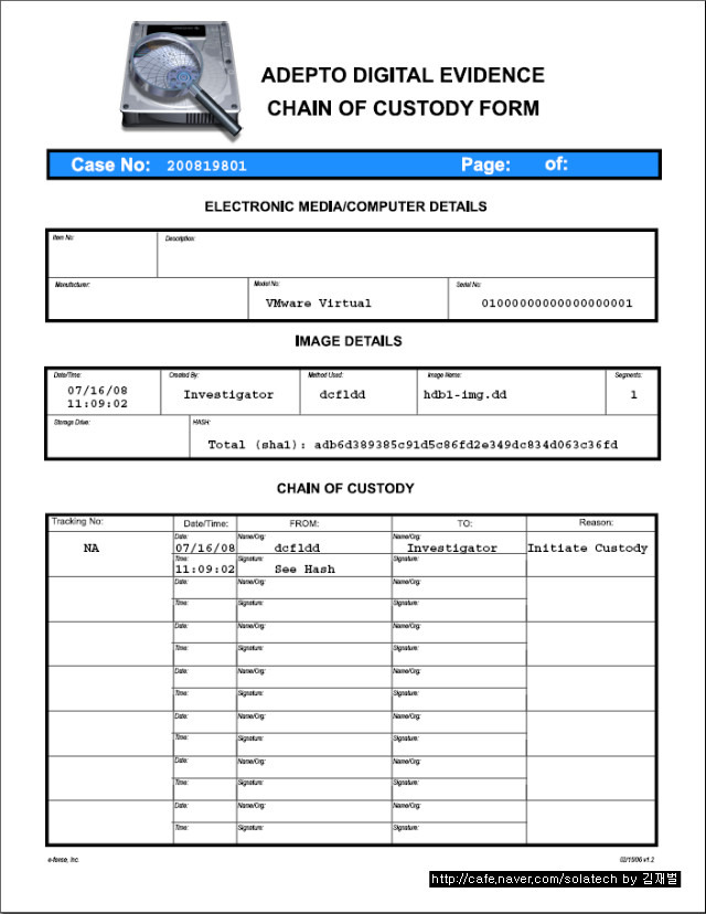 Electronic Chain Of Custody Form