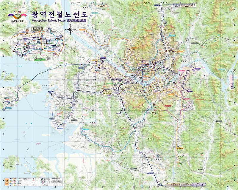 광역전철노선도 - 지하철에 붙어 있는 지도있는 지하철노선도 ...
