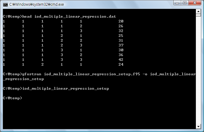IOD of multiple linear regression Fortran 95 프로그램 :: Let's Study Animal ...