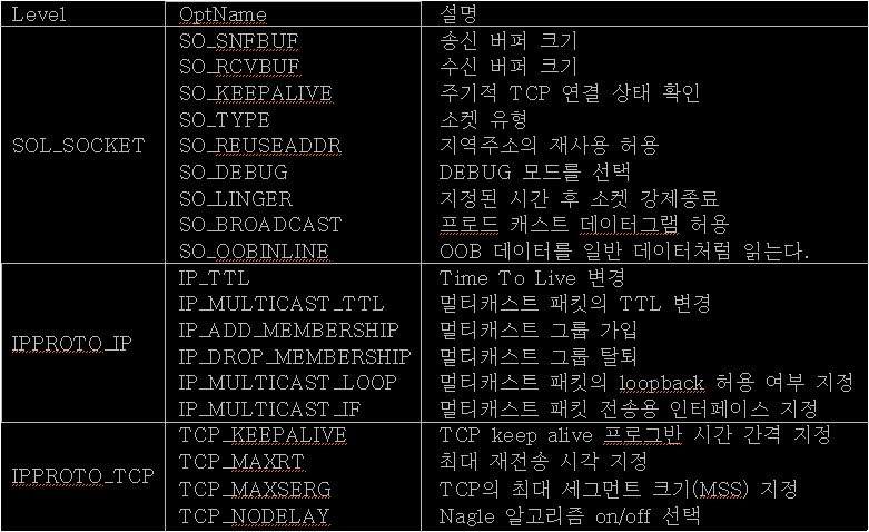 Socket 05. option 소켓 옵션 getsockopt() setsockopt()